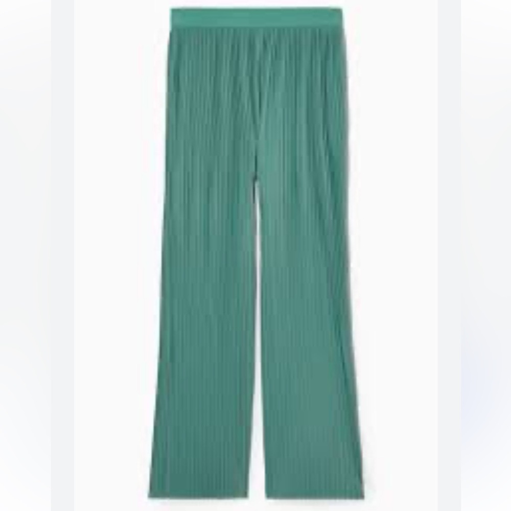 COS Plisse Green Trousers Wide Leg Size Large New With Tags